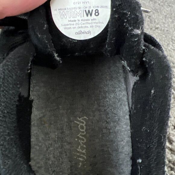 Allbirds WRM Merino Wool Running Shoe Womens 8 Black Gym Trainer Sneakers - Picture 7 of 8